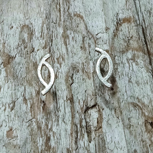 Sterling Silver Textured Stud Earrings (ERSSSTCP1) - UK Free Post