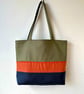 Colour Block Tote Bag - Fired Earth, Handmade in Bristol