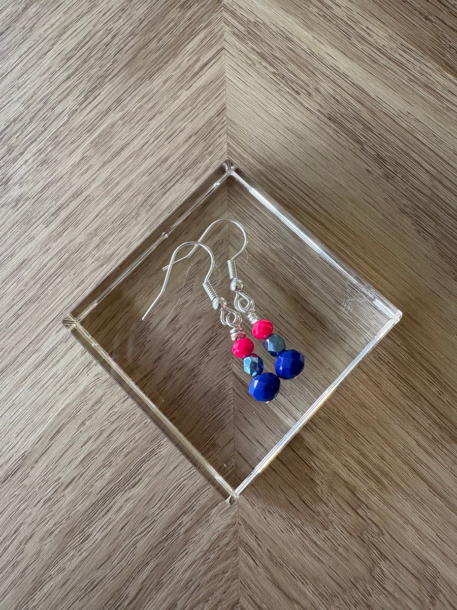 Pink and blue earrings
