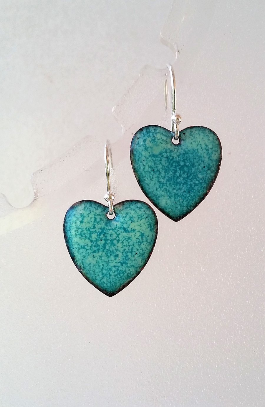 Enamelled copper heart earrings 201