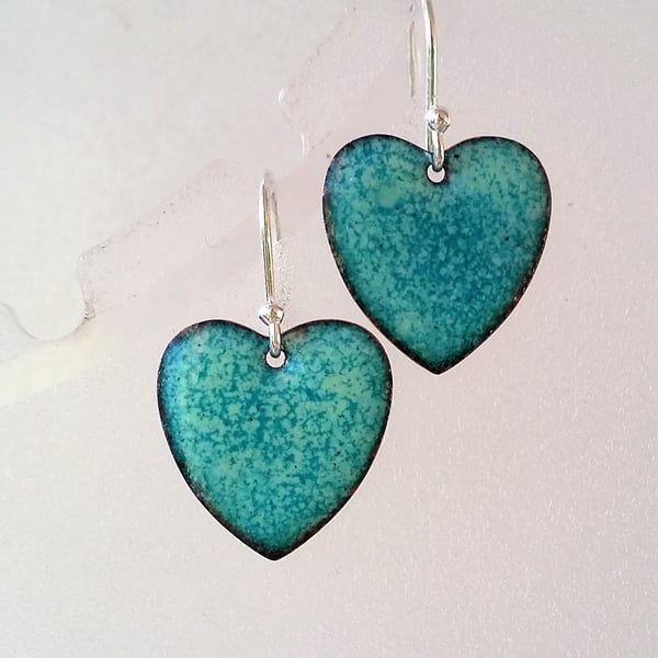Enamelled copper heart earrings 201