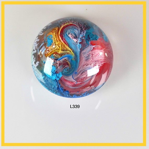 Large Round Rainbow Cabochon, hand made, Unique, Resin Jewelry - L339