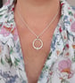 Opal pendant sterling silver rotating circle with flower - Image 2