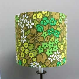 Funky Lemon and Lime Flower 60s 70s vintage fabric  Lampshade