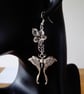 Flower Charm with Luna Moth Earrings & silver plated ear wires - Image 5