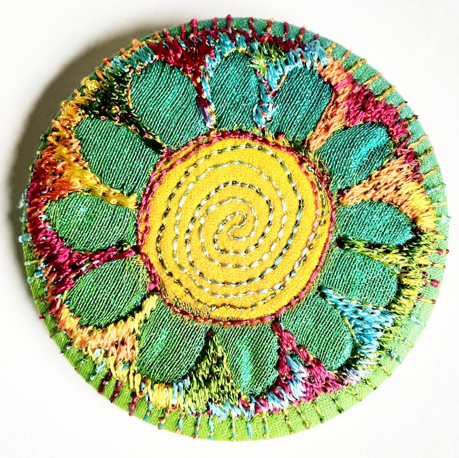45mm Multicoloured Flower Textile Badge 