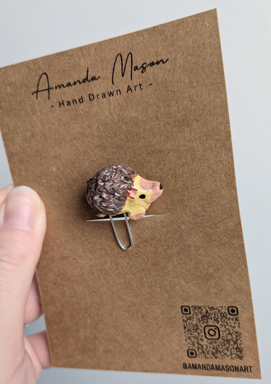 Clay Hedgehog Paperclip Bookmark