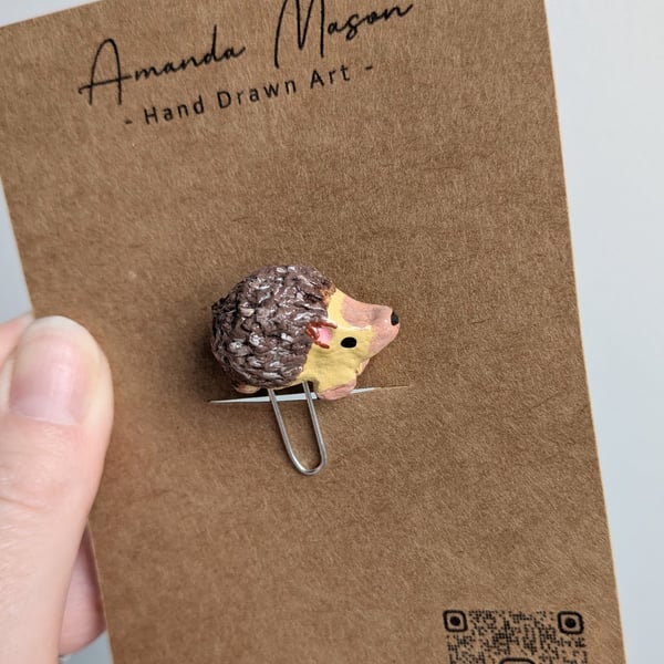 Clay Hedgehog Paperclip Bookmark
