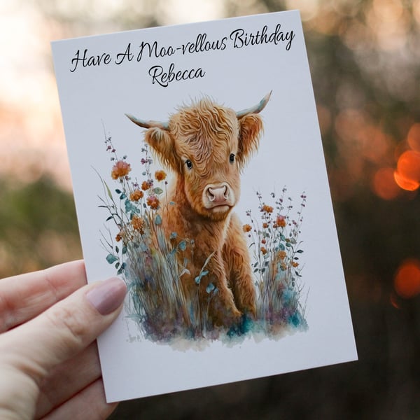 Highland Cow Birthday Card, Cow Birthday Card, Card for Birthday, Birthday Card