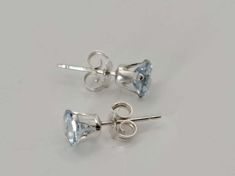 Sky Blue Topaz Sterling Silver 5mm Stud Earrings