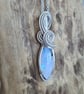 925 Silver & Natural Rainbow Moonstone Necklace Pendant Gift Crystal Jewellery