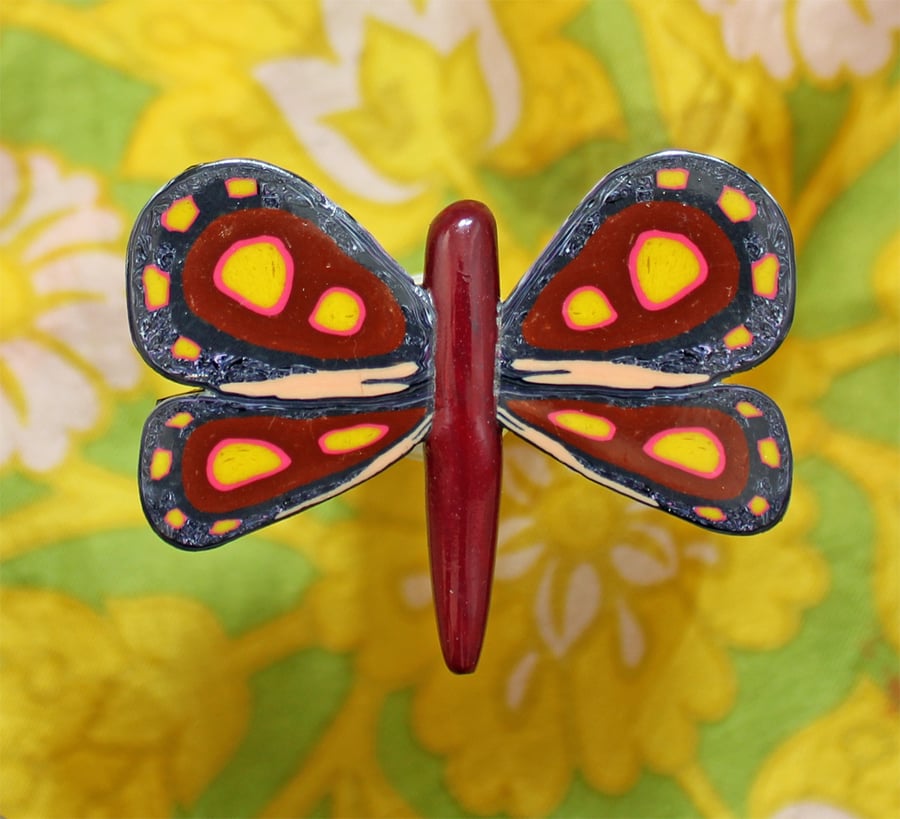 Sale - Butterfly Brooch- Handmade Polymer Clay  