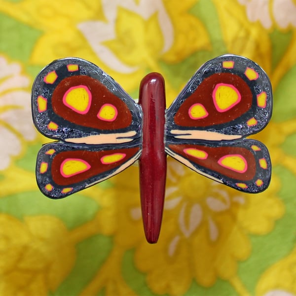 Sale - Butterfly Brooch- Handmade Polymer Clay  