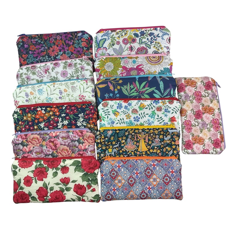 Liberty fabric floral zip case, small makeup pouch, pencil case, phone case, not
