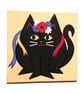 Black Cat in Flower Crown Large Fridge Magnet - original acrylic magnetic art - Image 3