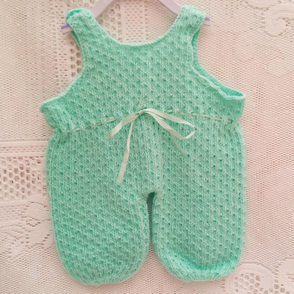 Knitted Dungarees for a Baby from Premature to 18 months, Prem Sizes Available