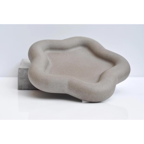 Concrete Tray Flower - Handmade Heavy Jewelley, Key, Candle Dish