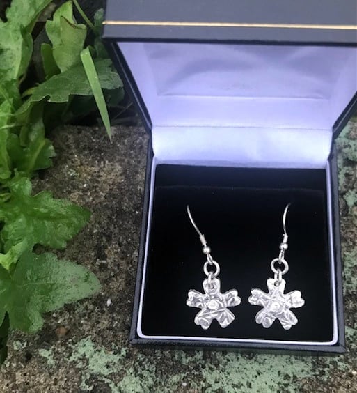 Handmade Fine Silver Snowflake Drop Earrings - Unique 999 Silver Jewellery