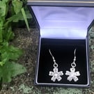 Handmade Fine Silver Snowflake Drop Earrings - Unique 999 Silver Jewellery