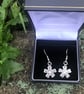 Handmade Fine Silver Snowflake Drop Earrings - Unique 999 Silver Jewellery