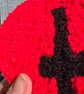 Red Heart Punch Needle with Cross Gothic Desk Rug Mug Rug or Mouse Mat  - Image 5