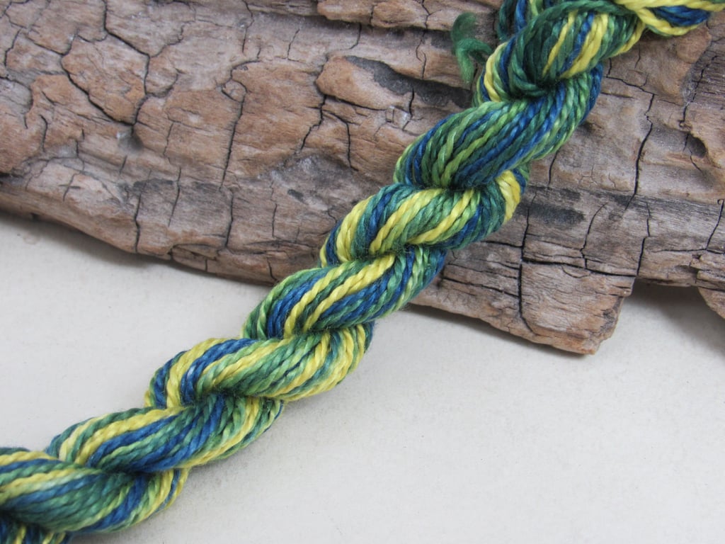 15m Natural Dye Blue Yellow Pure Silk Embroidery Thread 