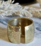 Hammered Brass Adjustable Ring with Aqua Jade & Sterling Silver Detail - Image 3