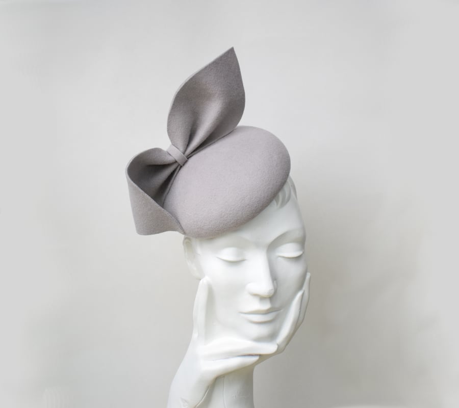 Grey Felt Fascinator Hat - Womens Races Headpiece
