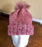 Hand Knitted Hat 20, mottled pink, Medium - Image 4