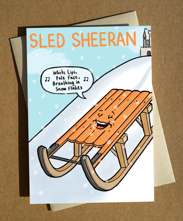 Ed Sheeran Cartoon Pun Christmas Card A6