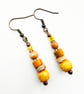 Yellow Orange Brown Boho Style Handmade Earrings