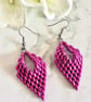 Leaf Drop Earrings - Metallic Pink - Image 1