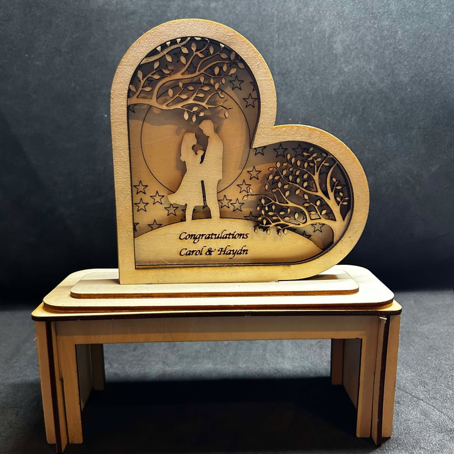 Wedding or Engagement Personalised & Engraved Shadow Box 