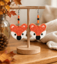Fox Crochet Dangly Earrings – Handmade dangly fox earrings OOAK