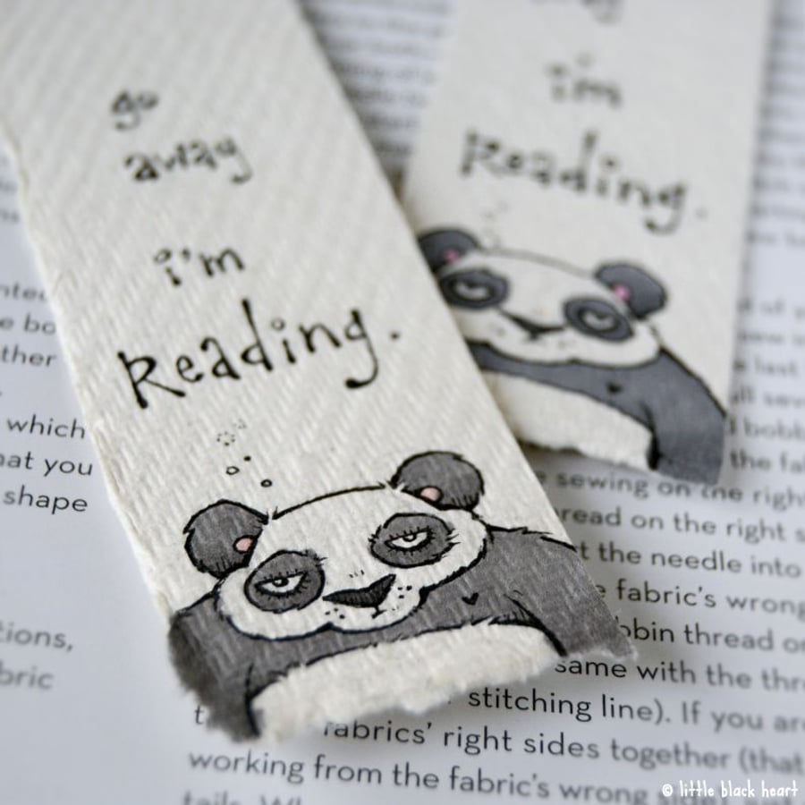 bookmark with original illustration - go away panda