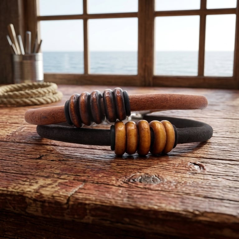 5th Wedding Anniversary Wooden Ring Leather Bracelet for Husbands and Wives
