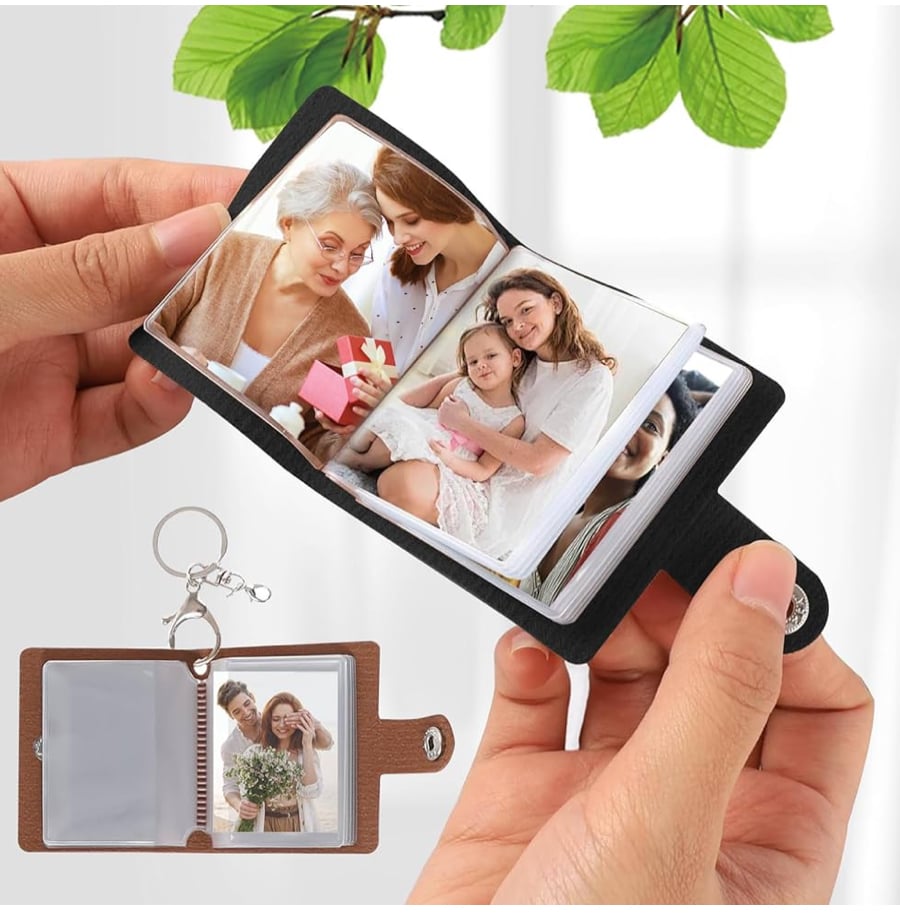 Leather Photo Key Ring with personalised photos, personalised photo album