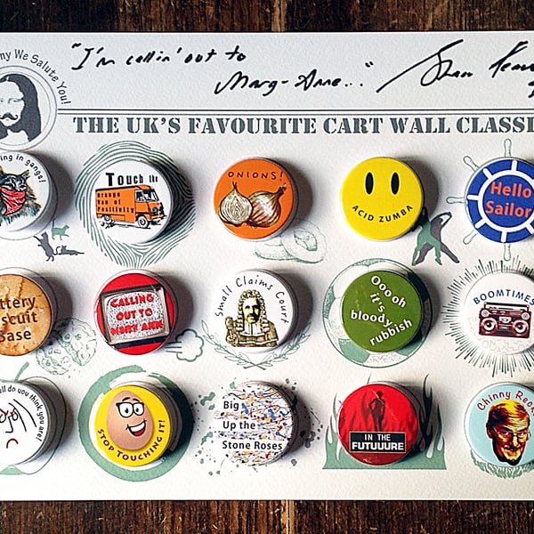 Limited Edition Signed Shaun Keaveny Cart Wall Badge Art Piece. A4. 