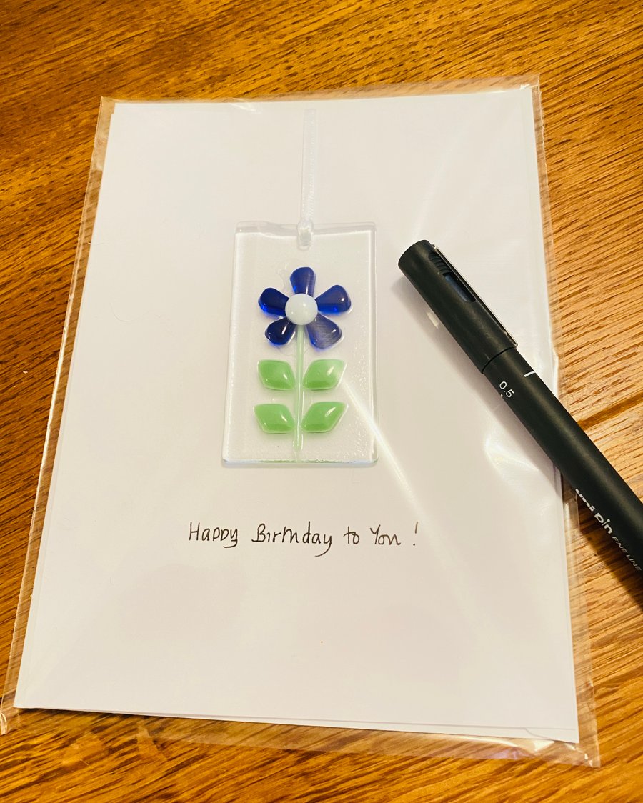 Fused glass keepsake card- birthday card