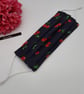 Face mask,  medium,  3 layer,  nose wire,  adjustable, washable in navy cherry - Image 2