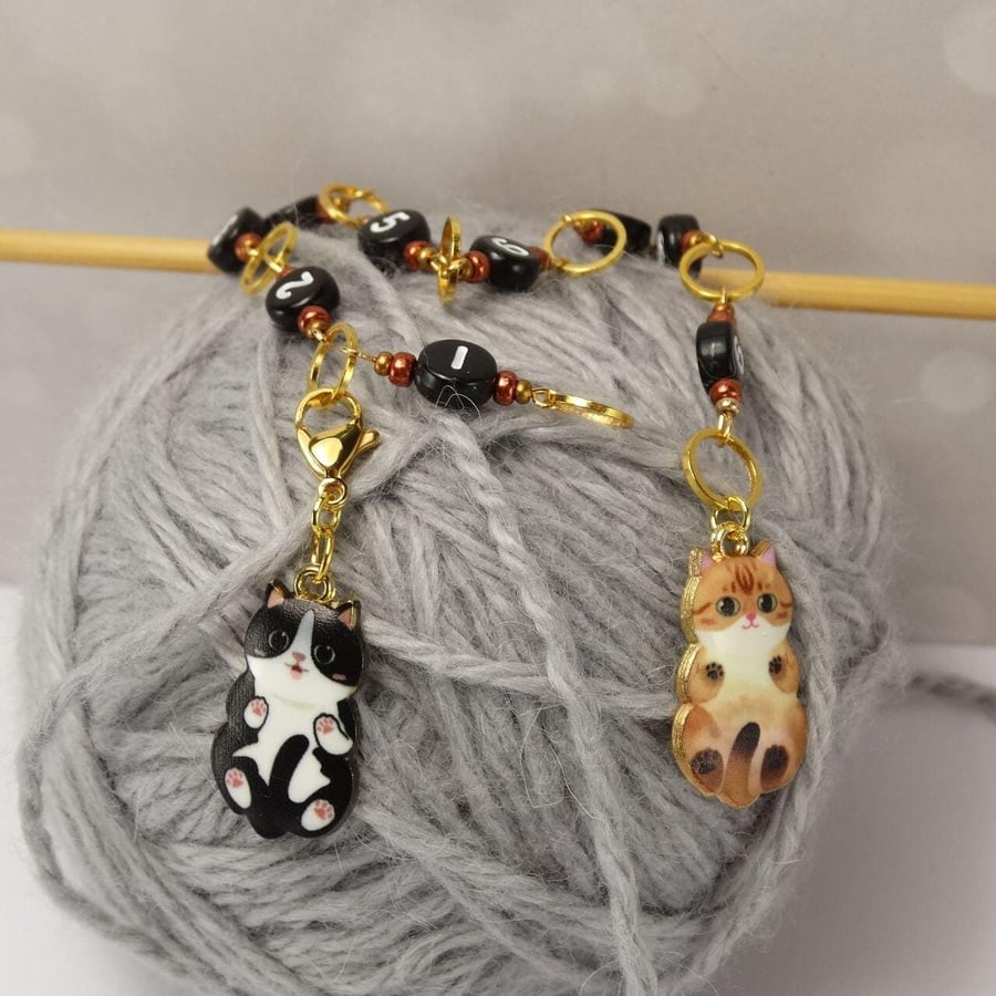 Cats Number Row Counter Chain For Knitting - Chain Row Counter