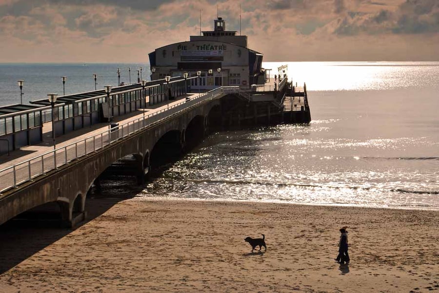 Bournemouth Pier And Beach Dorset England UK 18"X12" Print