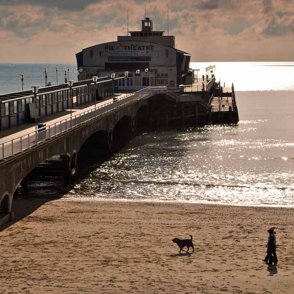 Bournemouth Pier And Beach Dorset England UK 18"X12" Print