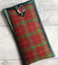 Red, Green & Gold Plaid Glasses Case, Storage Pouch