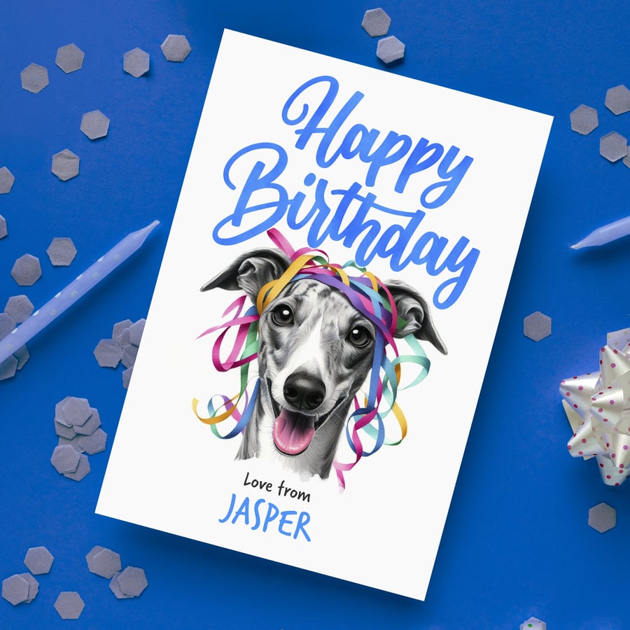 Whippet Watercolour Pencil Birthday Wishes, Swift Sketch for Whippet Fans