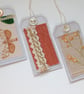 Gift Tags - terracotta vintage silk and lace, with reclaimed curtain textiles  - Image 6