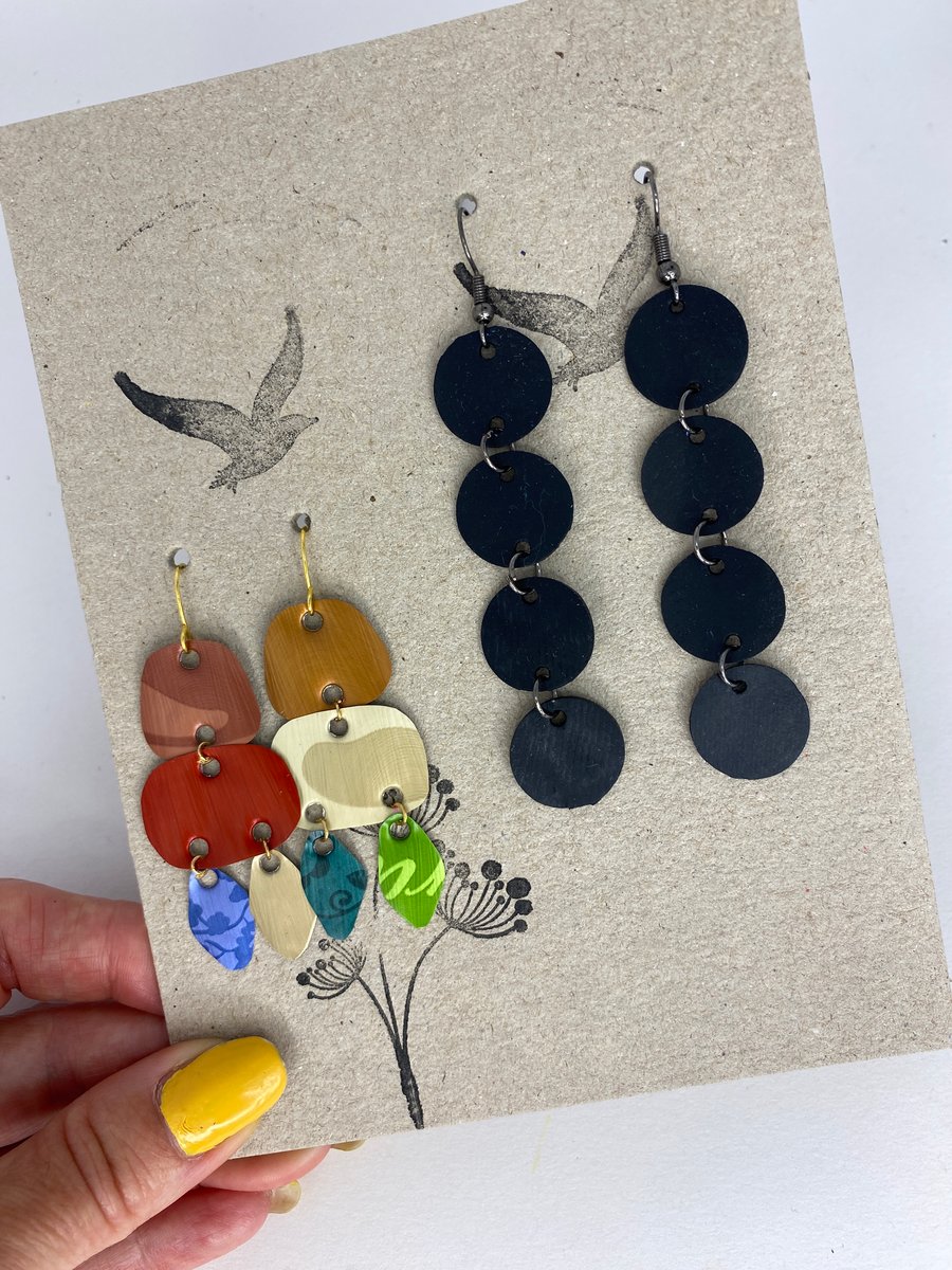 Set of 2 Upcycled Earrings : Gift Ready 
