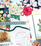 Eco slow stitching kit includes fabric, buttons, thread, needle, lace, ribbon - Image 3