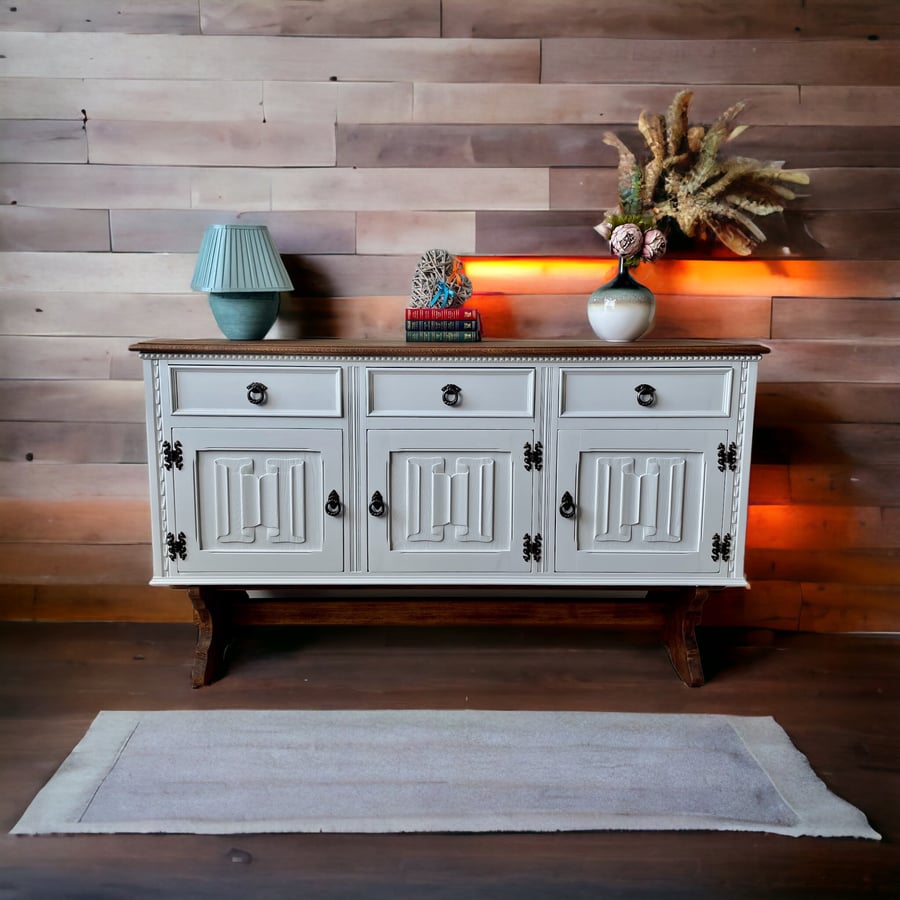 Vintage Original Jaycee Storrington Solid Oak Cabinet Sideboard Buffet