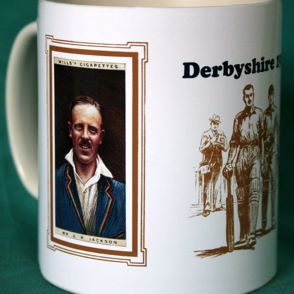 Cricket mug Derbyshire 1928 cricket counties vintage design mug